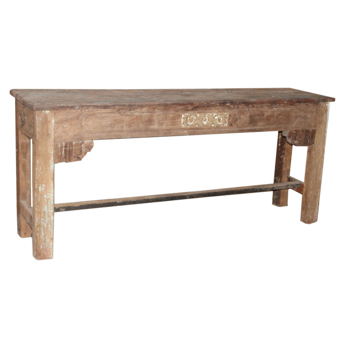 74" Reclaimed Wood Console Table - Light Brown