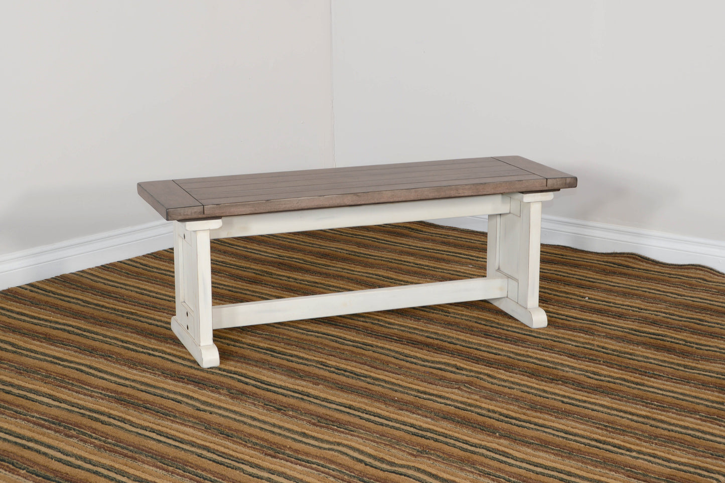 Pasadena - Wood Side Bench - Buckskin / Marble White