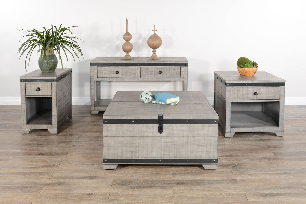 Alpine - Mahogany Wood Coffee Table With Lift Top And Casters - Gray