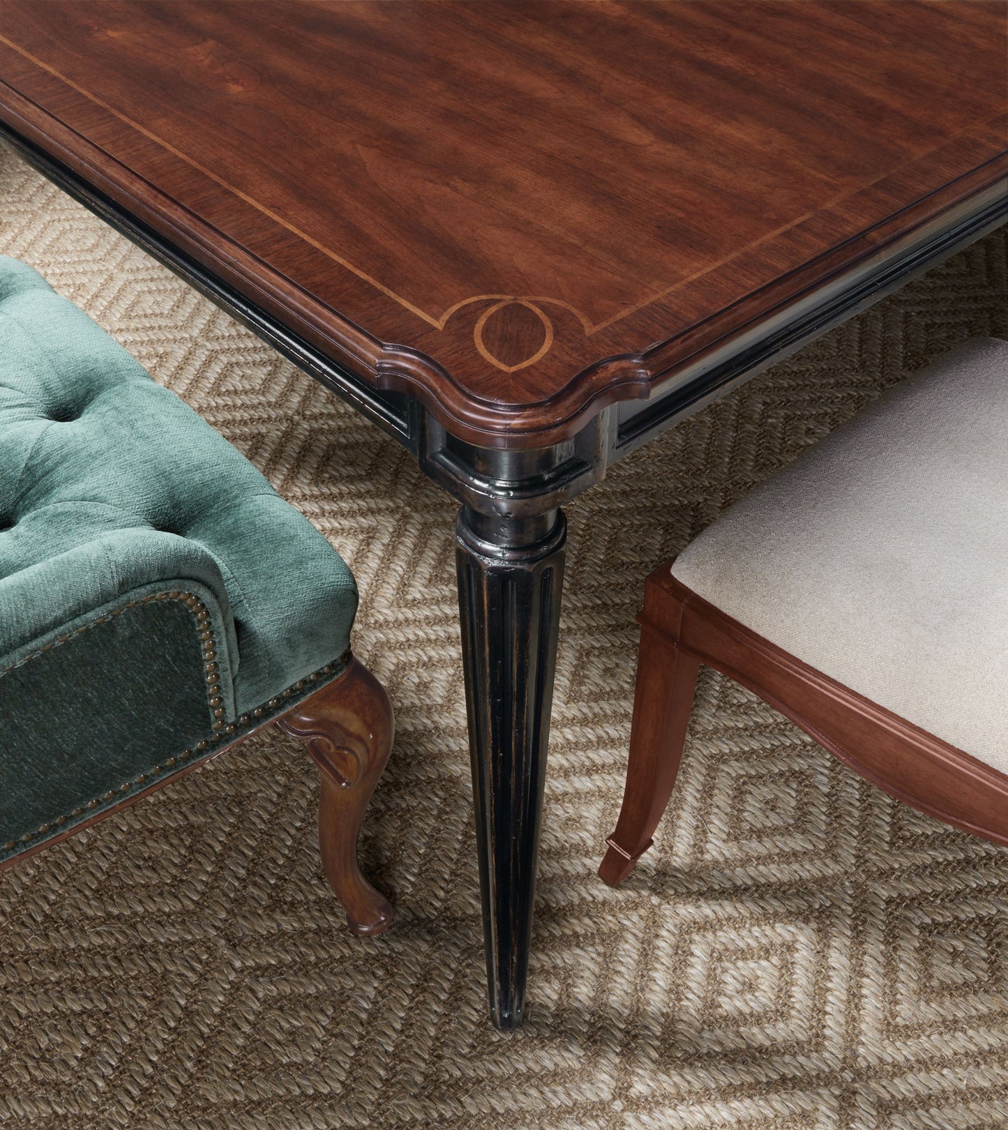 Charleston - Rectangle Leg Dining Table With 2-22" leaves - Dark Brown