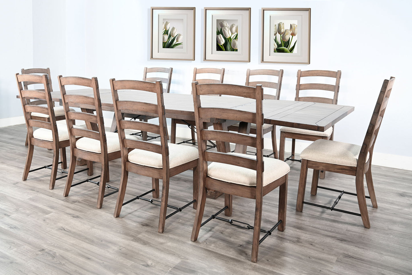 Yellowstone Folding Leaf Extension 11 Piece Dining Set - Buckskin