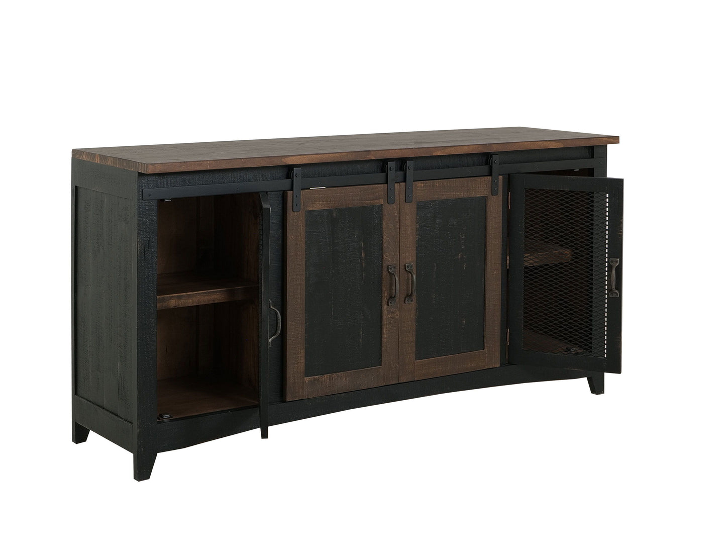 Pueblo - TV Stand / Console / Wall Unit - Black / Medium Brown