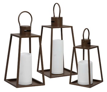 Elmsworth - Indoor/Outdoor Lantern Set (Set of 3) - Brown