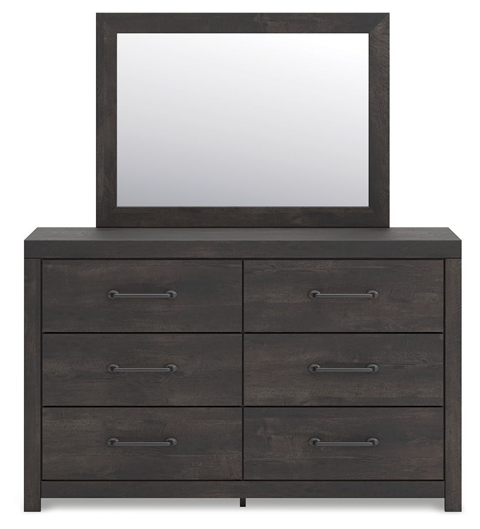 Hollivern - 4 Pc. - Twin Panel Storage Bed, Dresser, Mirror And Chest - Dark Gray