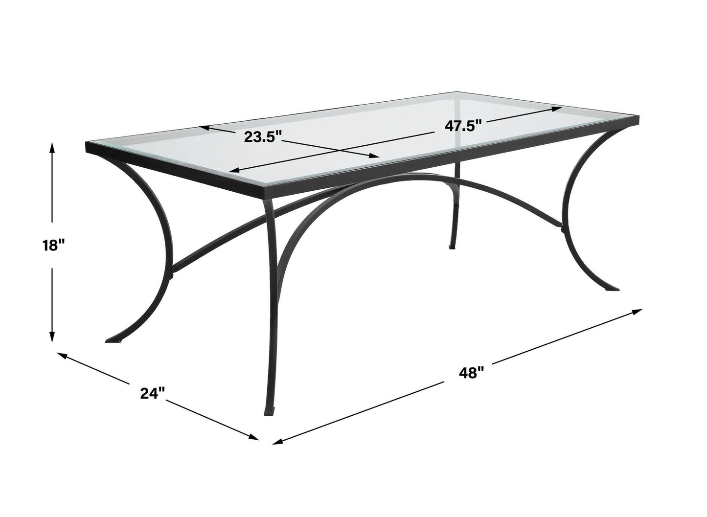 Alayna - Metal & Glass Coffee Table - Black