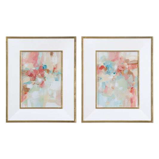 A Touch Of Blush And Rosewood Fences - Art (Set of 2) - Pink