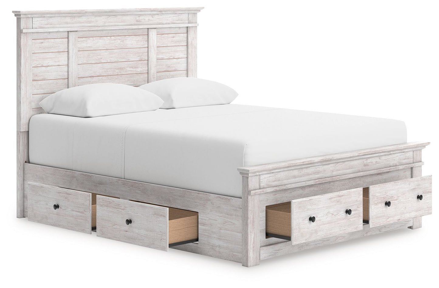 Makidern - Panel Storage Bed With Under Bed Storage Unit And Storage Footboard