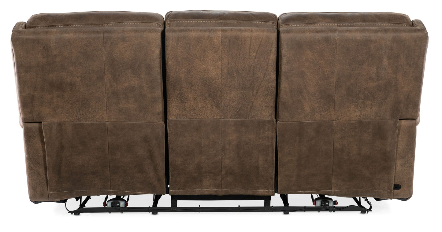 MS - Wheeler Power Sofa With Power Headrest - Dark Brown