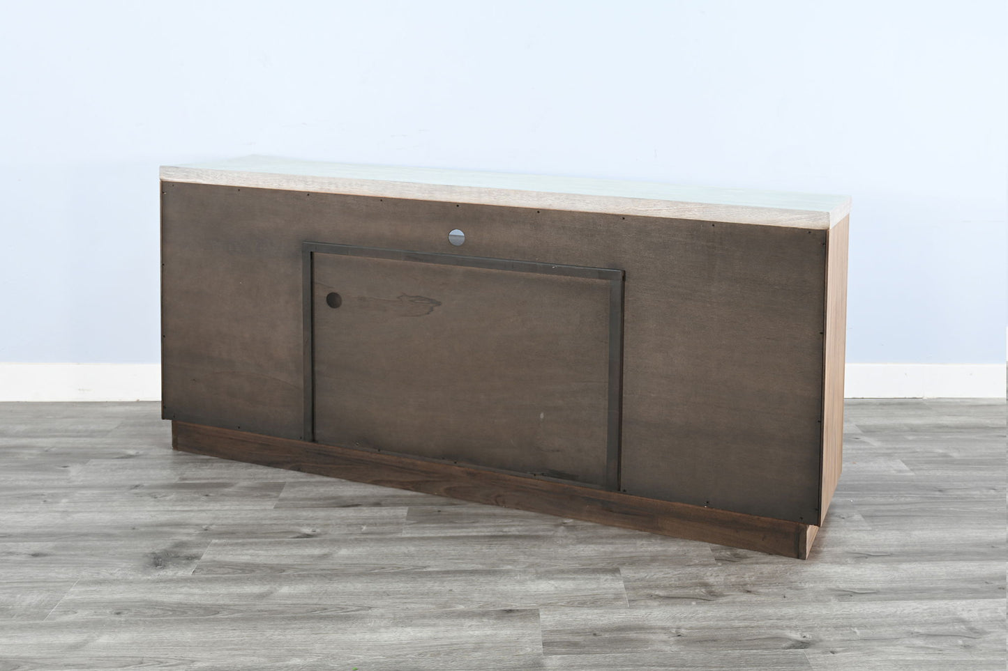 78" Media Console With Electric Fireplace - Light Gray / Wheat