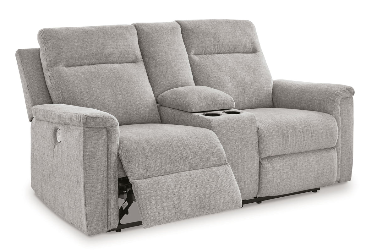 Barnsana - Dbl Power Reclining Loveseat with Console - Ash