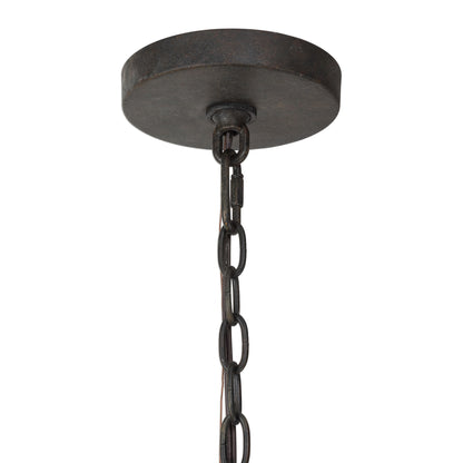 Atwood - 8 Light Wagon Wheel Pendant - Black