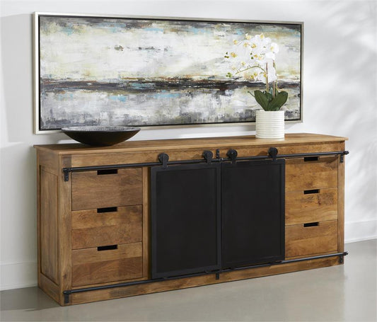 Coen - Two Sliding Door Six Drawer Credenza - Natural