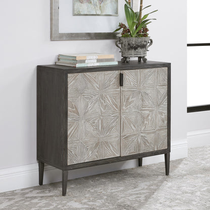 Laurentia - 2 Door Accent Cabinet - Black & Pearl Silver