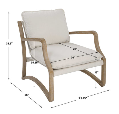 Melora - Solid Oak Accent Chair - Beige
