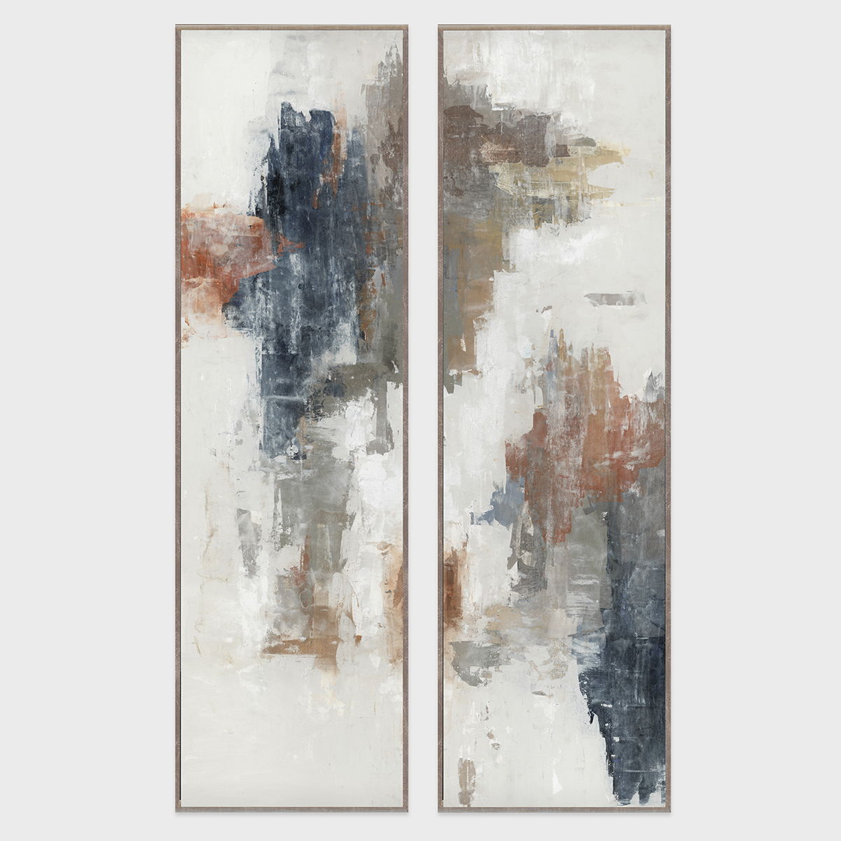 Brand New - Diptych Painting Art by Buddy Whitlock - Dark Gray / Blue