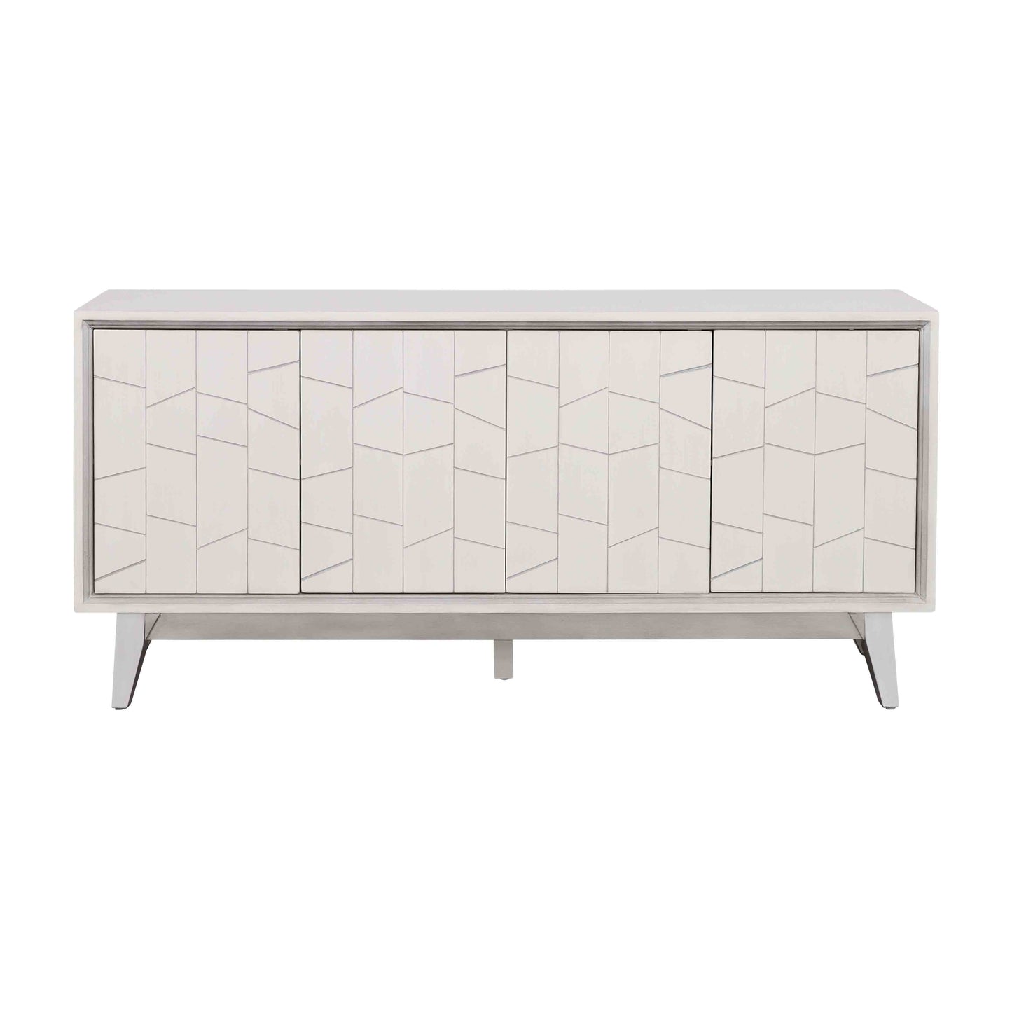 Summit - Four Door Credenza - White / Silver