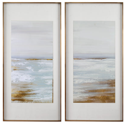 Coastline - Framed Prints (Set of 2) - Light Brown