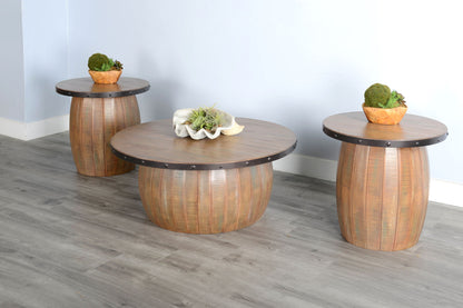 Planked Wood Round Table