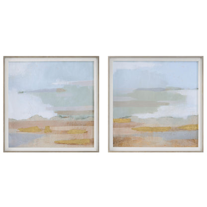 Abstract Coastline - Framed Prints (Set of 2)