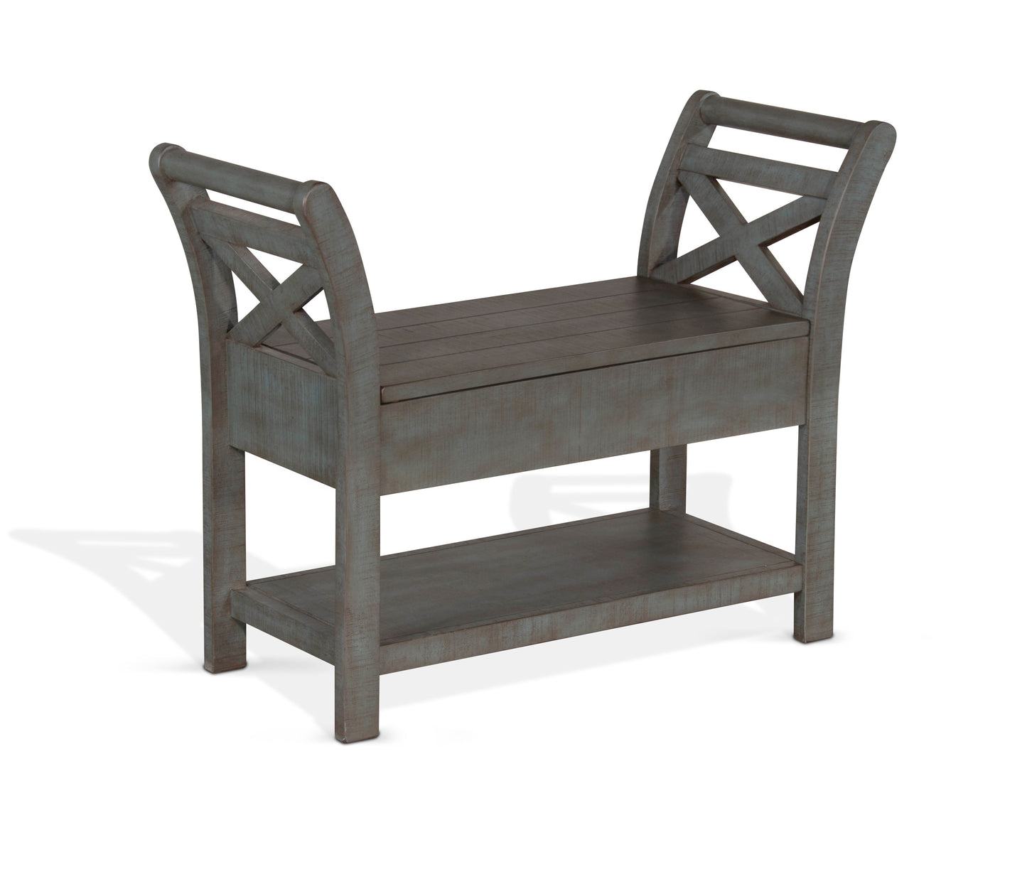 Ranch House - Accent Bench With Storage - Dark Gray / Blue