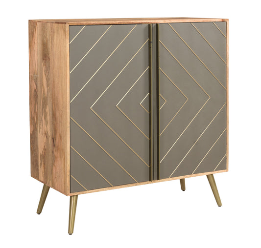 Grayleigh - Two Door Bar Cabinet - Natural / Cement Gray