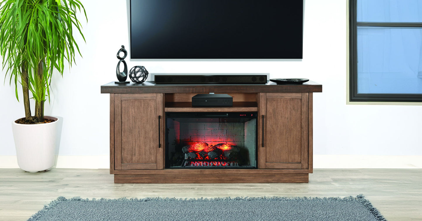 78" Media Console With Electric Fireplace - Tobacco Leaf / Buckskin