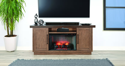 78" Media Console With Electric Fireplace - Tobacco Leaf / Buckskin