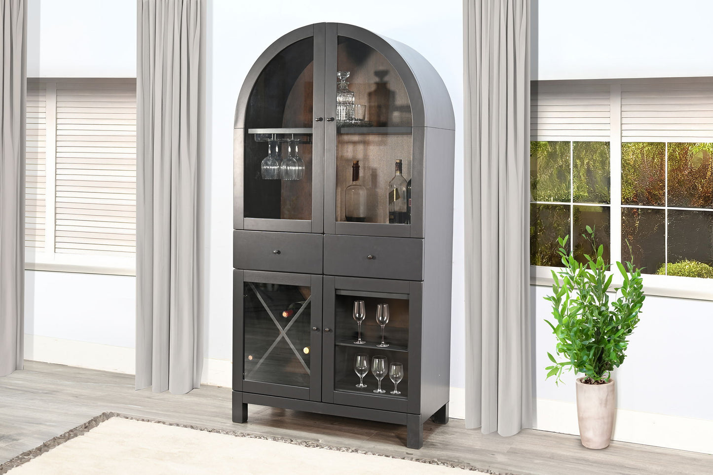 Arched Wine Bar Cabinet - Black Magic