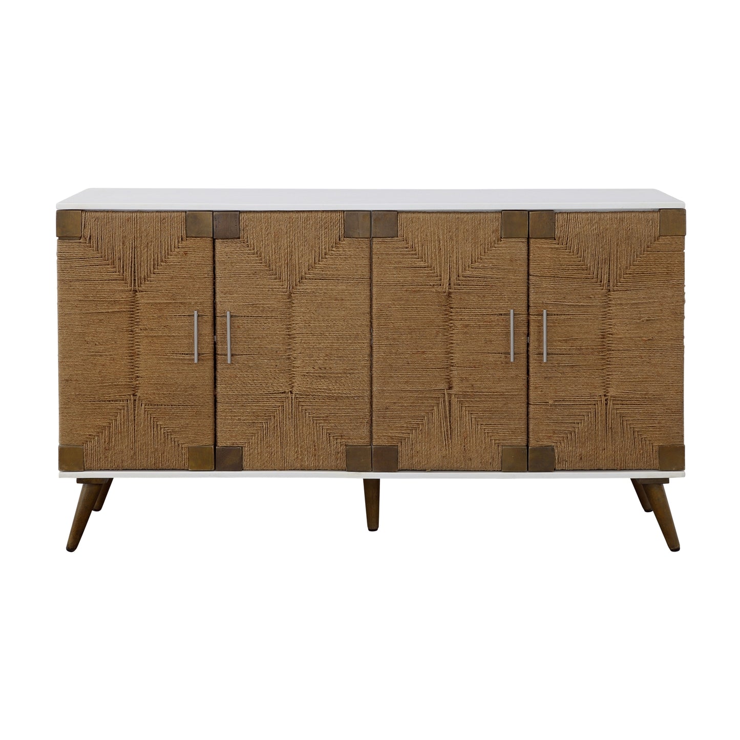 Egret - Four Door Credenza - White / Jute