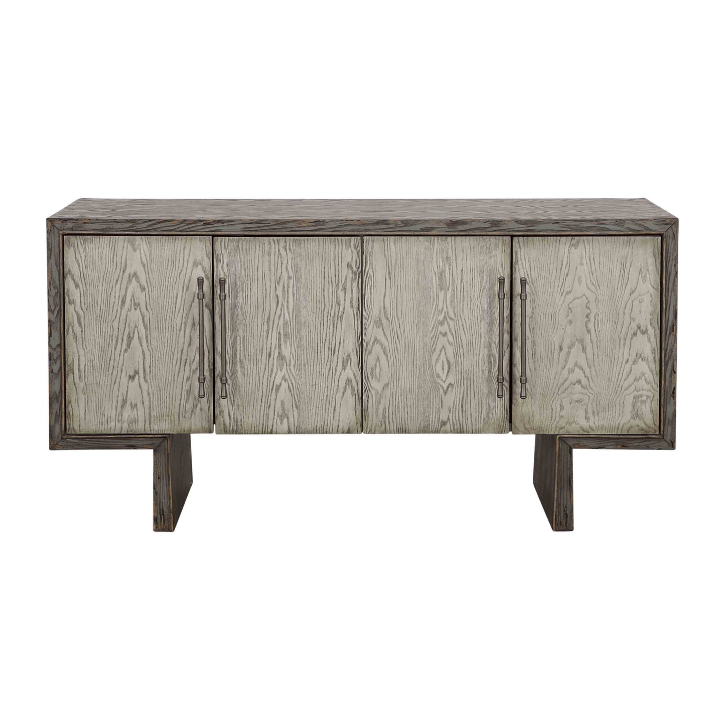 Inverness - Four Door Credenza - Blue Gray / Cream