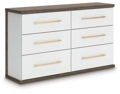 Kendanport - 3 Pc. - Dresser And 2 Nightstands - Brown / White