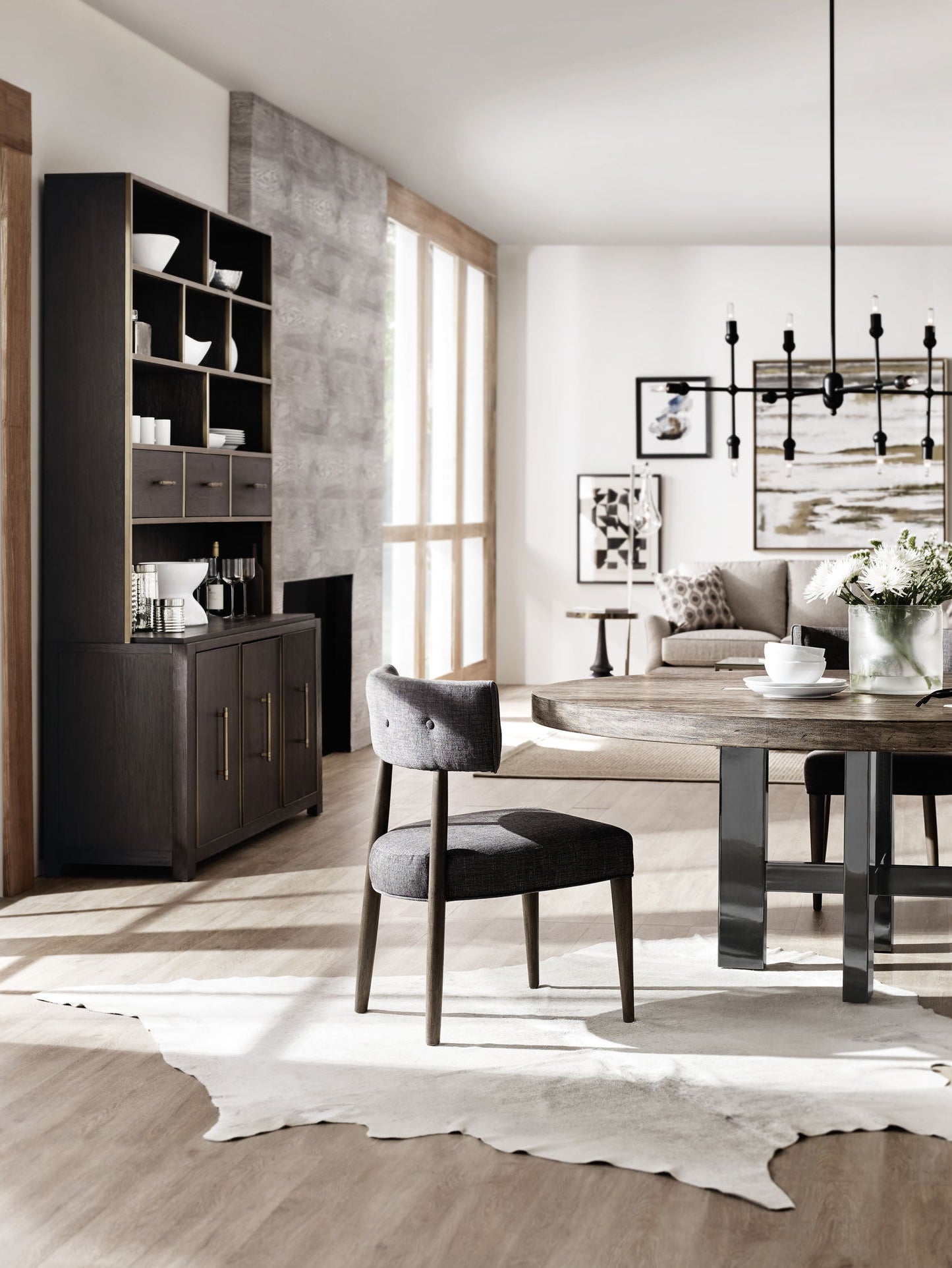 Curata - Upholstered Chair - Dark Gray / Dark Brown