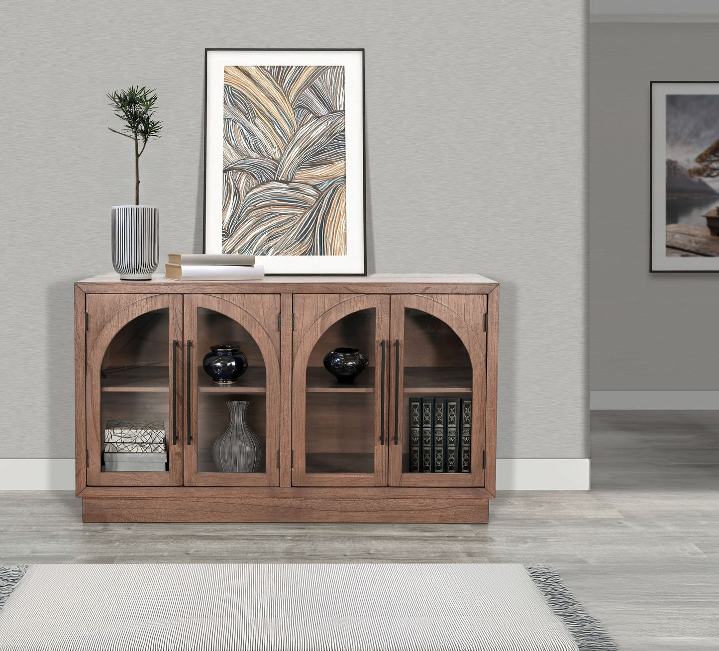 Double Arch Accent Cabinet - Cinder