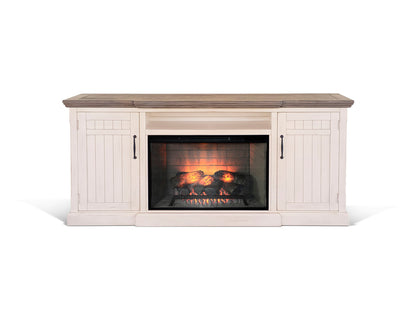 Pasadena - TV Console With Fireplace Option - Buckskin / Marble White