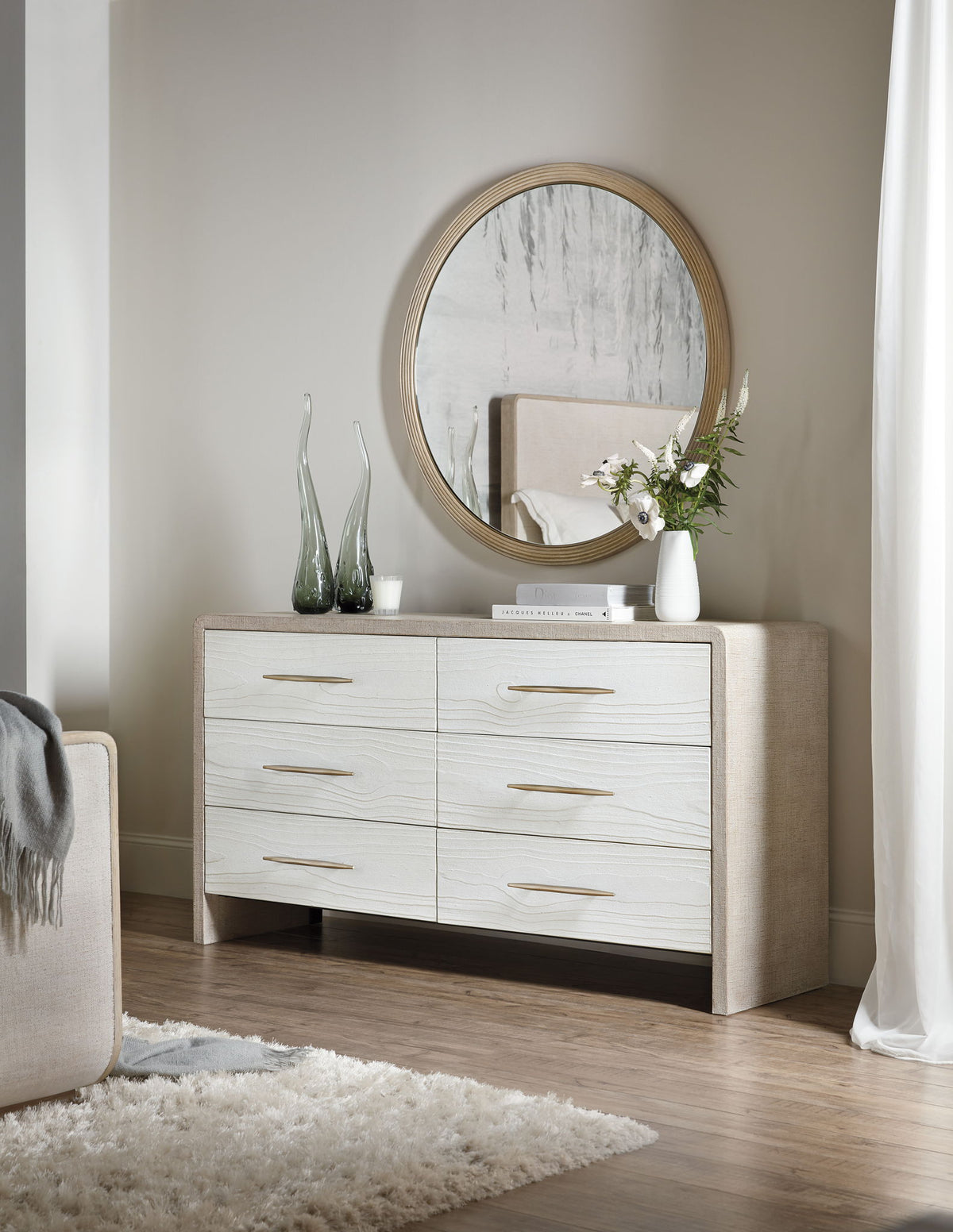 Cascade - Round Mirror - Light Brown