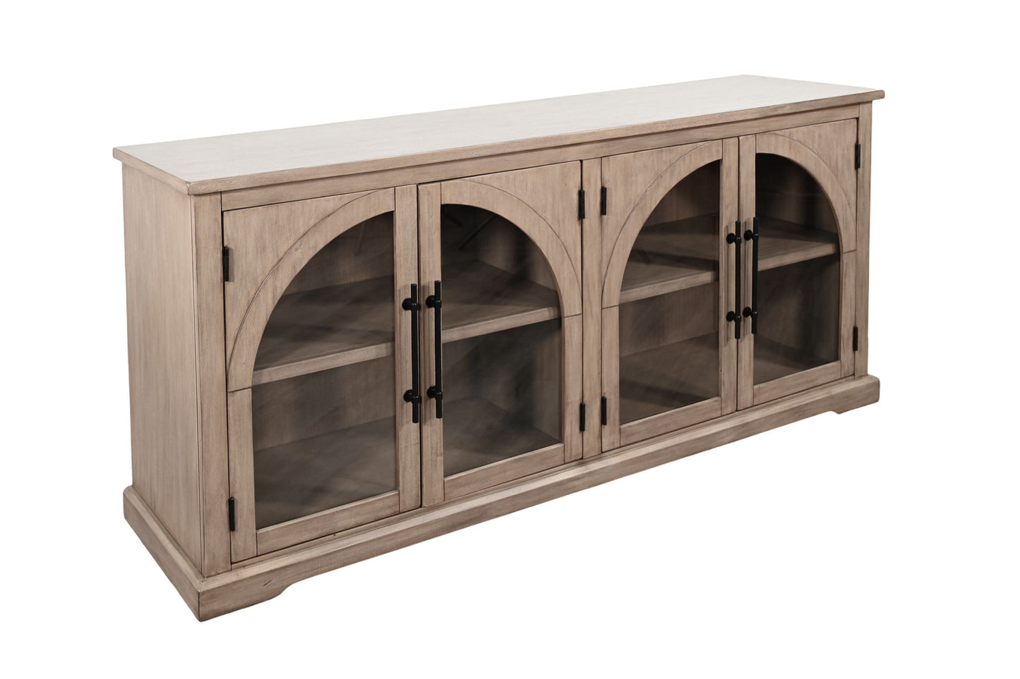 Elena - Modern Wood Display Cabinet With Arched Glass Doors