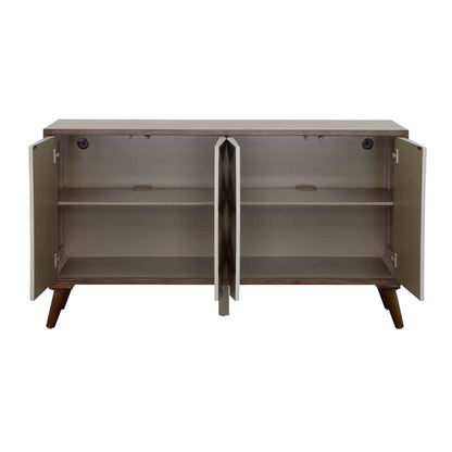 Mt.Rainier - Four Door Credenza - Brown / Silver