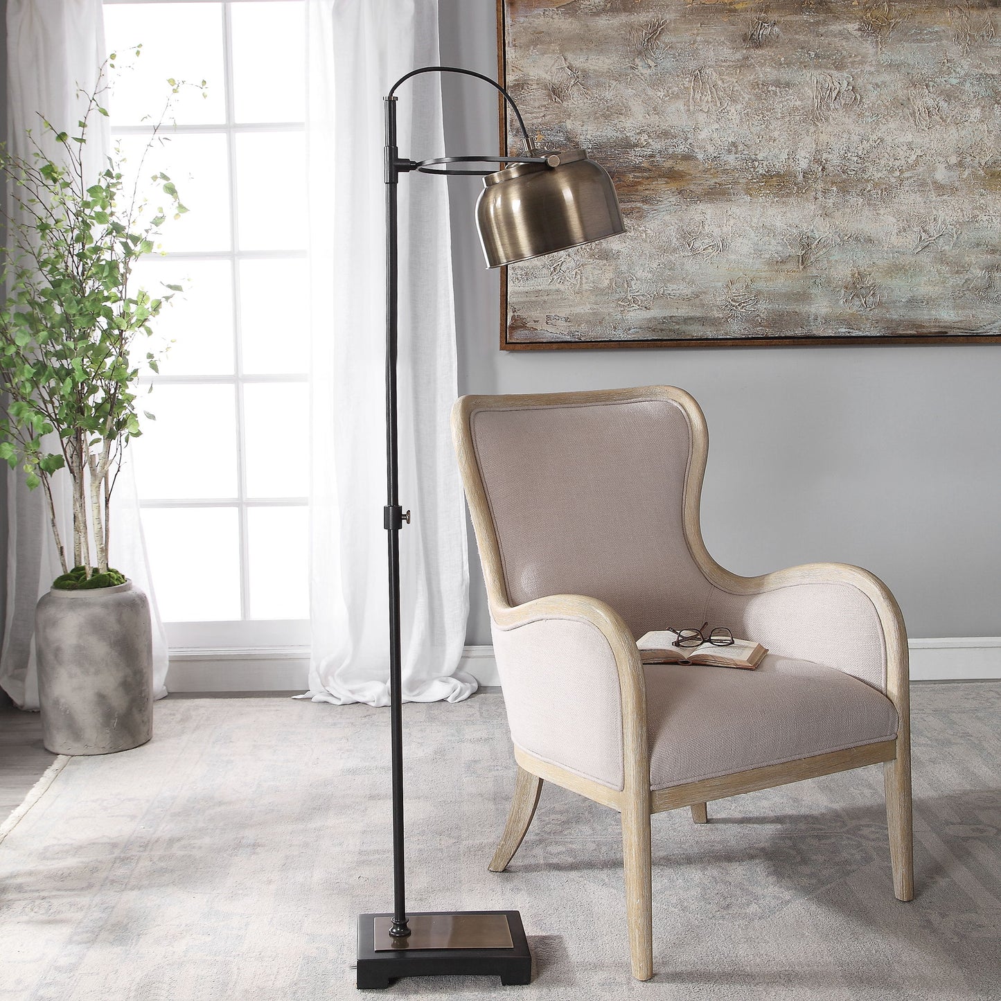 Bessemer - Industrial Floor Lamp - Light Brown