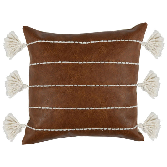 Ezekiel - DV Vegan Leather Pillow - Brown