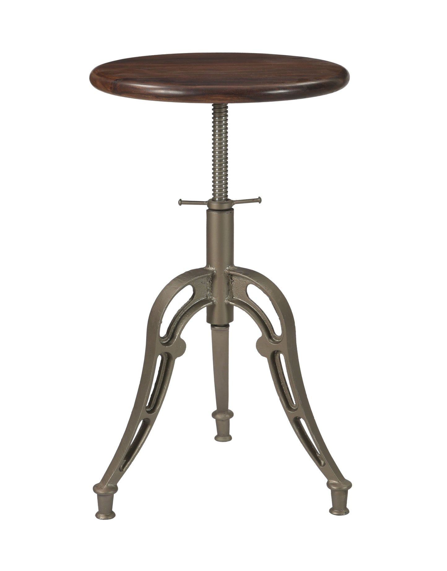 Bristol - Round Adjustable Barstool - Honey Brown / Antique Silver