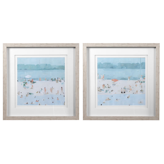 Sea Glass Sandbar - Framed Prints (Set of 2) - Blue, Light