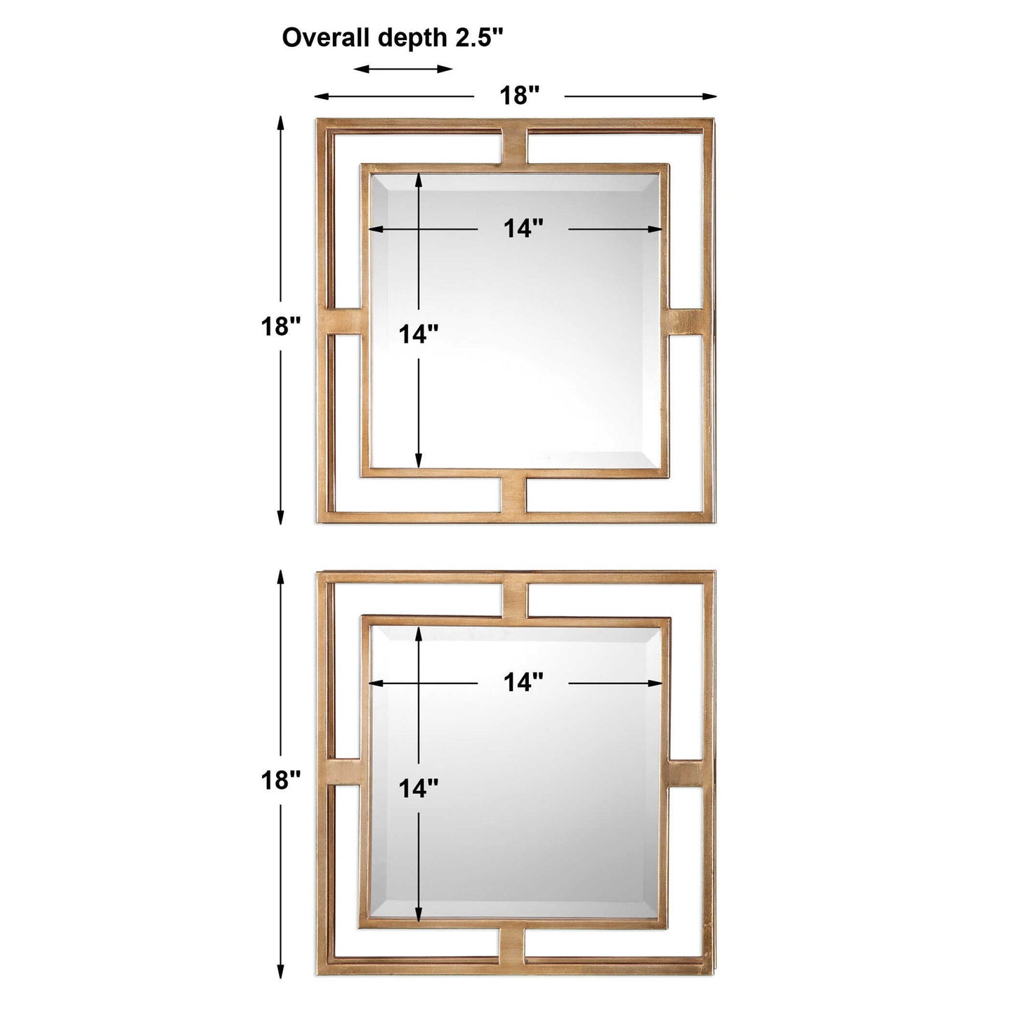 Allick - Square Mirrors (Set of 2) - Gold