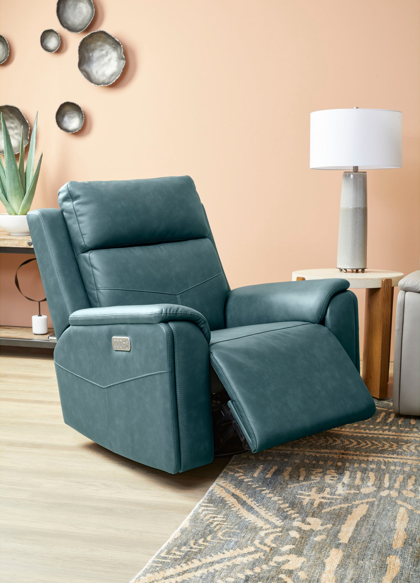Vernon - Power Swivel Gliding Recliner With Power Headrest, Lumbar, Heat & Massage