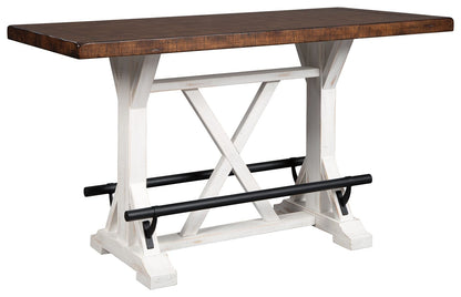 Valebeck - White / Brown - Rectangular Dining Room Counter Table