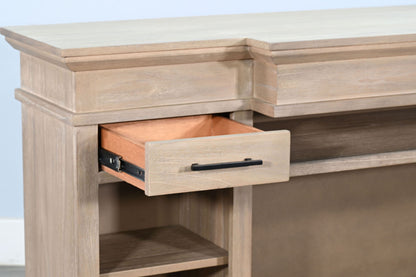 72" Media Console With Panoramic Electric Fireplace - Wheat