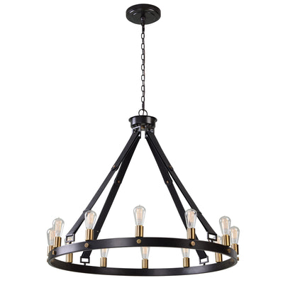 Marlow - 12 Light Circle Chandelier - Black