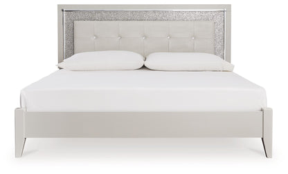 Zyniden - Silver - King Upholstered Panel Bed