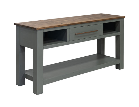 Alban - 1 Drawer Sofa Table - Sage Green & Brown