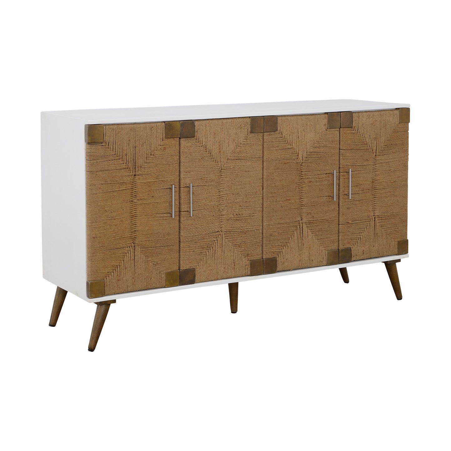 Egret - Four Door Credenza - White / Jute