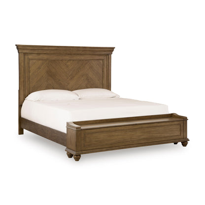 Karallin - 3 Pc. - Queen Panel Storage Bed, Dresser And Mirror - Medium Brown